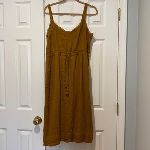 J Crew Drawstring Linen Dress with Embroidery
